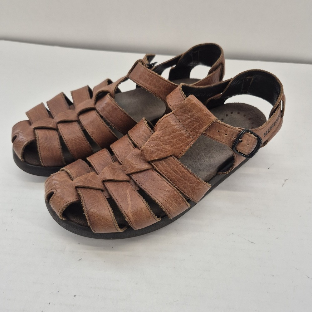 Mephisto Sam Brown Grain Comfort Fisherman Sandal Men's Us Sz 10 Eu 43